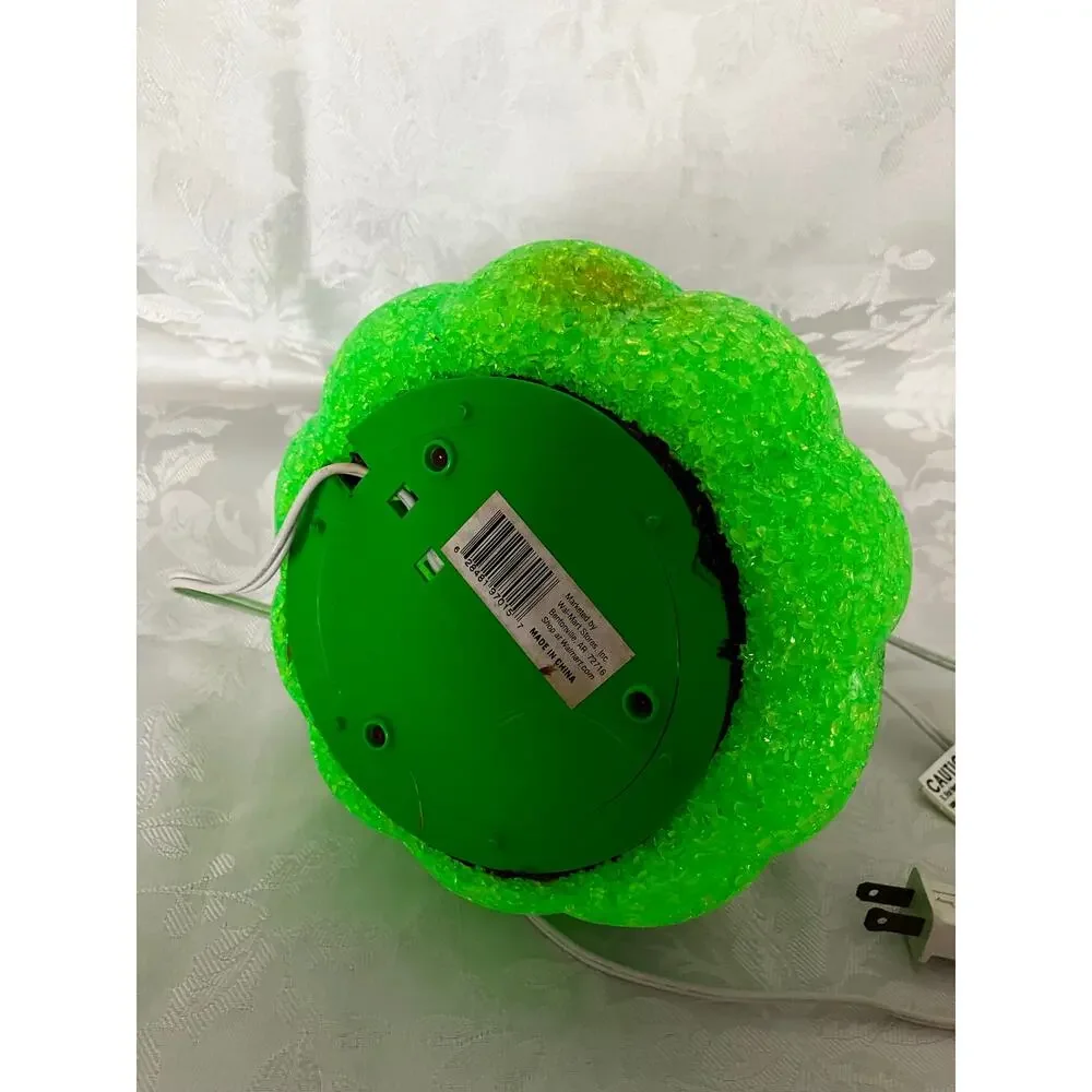 Green Popcorn Plastic Pumpkin Light Jack O Lantern Halloween Decor Works